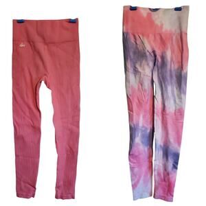 American Hart Pink and Tie Dye Athletic Leggings Bundle Women's Size Small